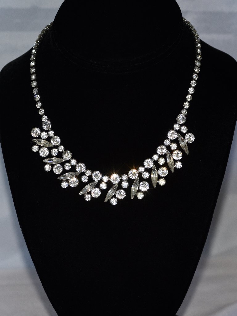 Sherman Rhinestone Necklace With Brilliant Clear Stones - Signed